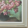 Antique Hand-Painted Still Life Oil on Canvas, Cherry Blossoms by E. Devos in Original Frame