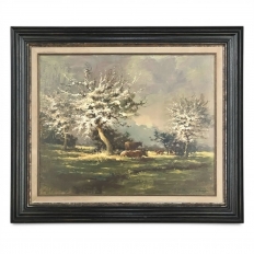 Spring Time Pastora Framed Oil Painting on Canvas by E. Van Orden