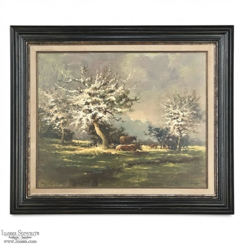 Framed Oil Painting on Canvas by E. Van Orden 'Spring Time Pastoral'