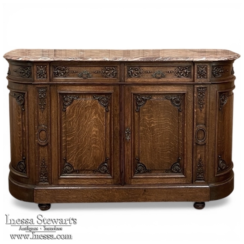 19th Century French Louis XIV Marble Top Buffet