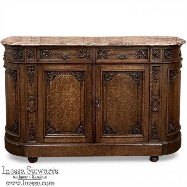 19th Century French Louis XIV Marble Top Buffet