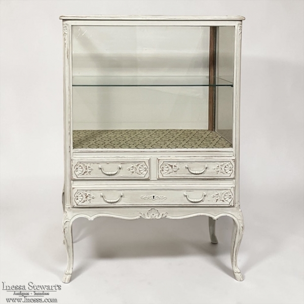 Vintage Country French Louis XV Painted Vitrine