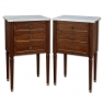 Pair Early 20th Century French Louis XVI Style Mahogany Marble Top Nightstands in the Manner of Maison Jansen