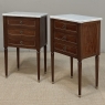 Pair Early 20th Century French Louis XVI Style Mahogany Marble Top Nightstands in the Manner of Maison Jansen