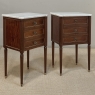 Pair Early 20th Century French Louis XVI Style Mahogany Marble Top Nightstands in the Manner of Maison Jansen