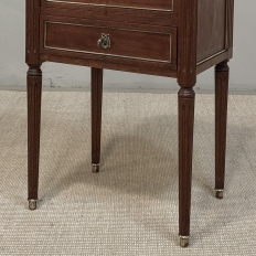 Pair Early 20th Century French Louis XVI Style Mahogany Marble Top Nightstands in the Manner of Maison Jansen