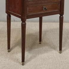 Pair Early 20th Century French Louis XVI Style Mahogany Marble Top Nightstands in the Manner of Maison Jansen