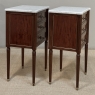 Pair Early 20th Century French Louis XVI Style Mahogany Marble Top Nightstands in the Manner of Maison Jansen