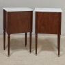 Pair Early 20th Century French Louis XVI Style Mahogany Marble Top Nightstands in the Manner of Maison Jansen