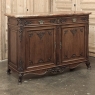 Antique Country French Louis XIV Walnut Marble Top Buffet