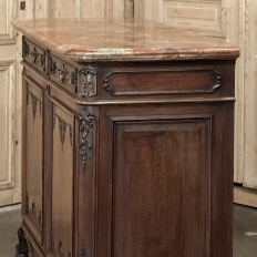Antique Country French Louis XIV Walnut Marble Top Buffet