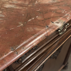 Antique Country French Louis XIV Walnut Marble Top Buffet
