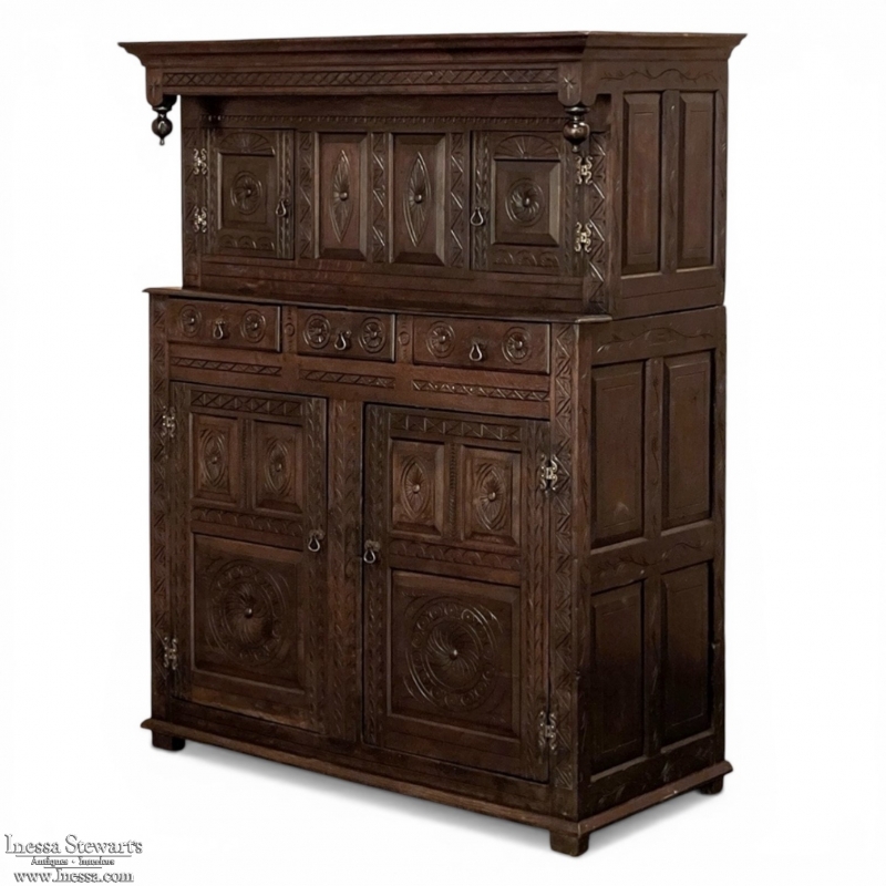 19th Century Rustic Renaissance Two-Tiered Cabinet