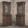 Pair 19th Century Flemish Bookcases with Etched Glass