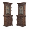 Pair 19th Century Flemish Bookcases with Etched Glass