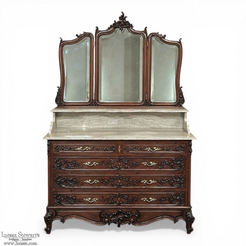 19th Century French Louis XV Walnut Washstand ~ Dresser
