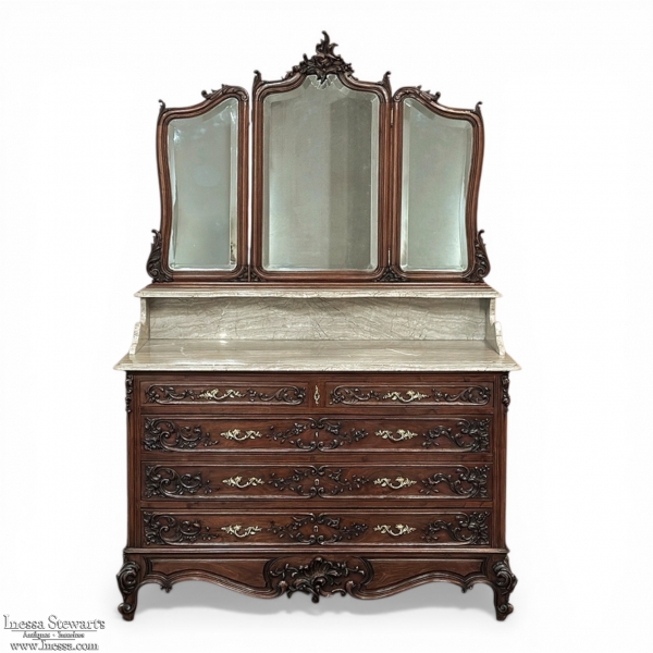 19th Century French Louis XV Walnut Washstand ~ Dresser