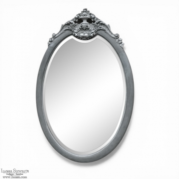 19th Century French Louis XVI Oval Painted Mirror