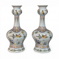Pair of Large Boch Fr&egrave;res Keramis Polychrome Faience Vases