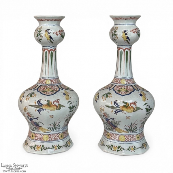 Pair of Large Boch Fr&egrave;res Keramis Polychrome Faience Vases