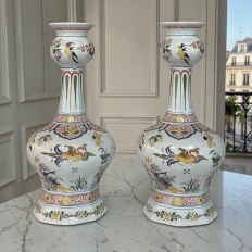 Pair of Large Boch Frères Keramis Polychrome Faience Vases