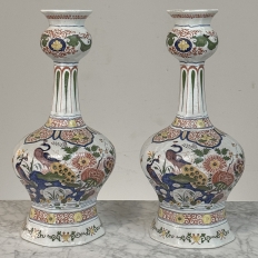Pair of Large Boch Frères Keramis Polychrome Faience Vases