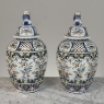 Pair of Boch Frères Keramis Polychrome Lidded Urns