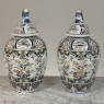 Pair of Boch Frères Keramis Polychrome Lidded Urns