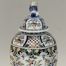 Pair of Boch Frères Keramis Polychrome Lidded Urns