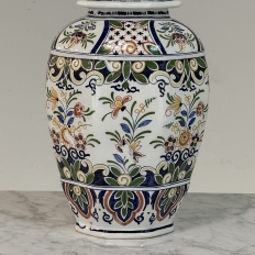 Pair of Boch Frères Keramis Polychrome Lidded Urns