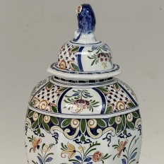 Pair of Boch Frères Keramis Polychrome Lidded Urns