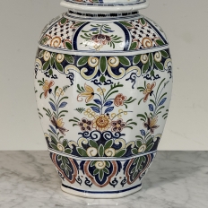 Pair of Boch Frères Keramis Polychrome Lidded Urns