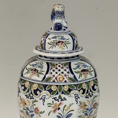 Pair of Boch Frères Keramis Polychrome Lidded Urns