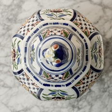 Pair of Boch Frères Keramis Polychrome Lidded Urns