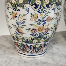 Pair of Boch Frères Keramis Polychrome Lidded Urns