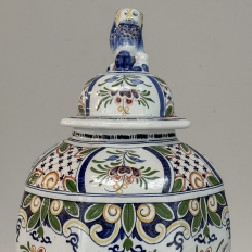 Pair of Boch Frères Keramis Polychrome Lidded Urns