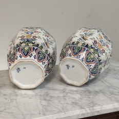 Pair of Boch Frères Keramis Polychrome Lidded Urns