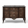19th Century French Transitional Louis XV-Louis XVI Marble Top Mahogany Commode