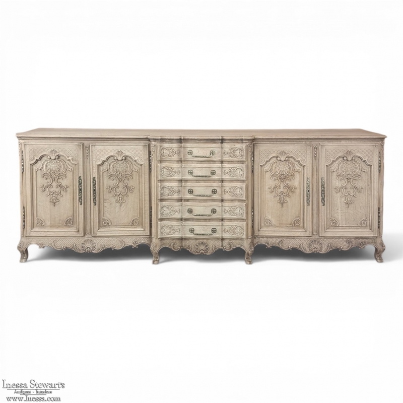 Grand Liégeois Louis XIV Style Stripped Oak Buffet ~ Credenza