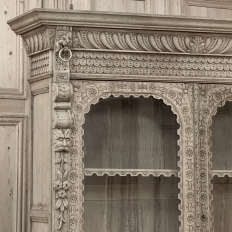 19th Century Belgian Hand-Carved Stripped Oak Bookcase