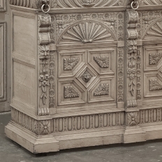 19th Century Belgian Hand-Carved Stripped Oak Bookcase