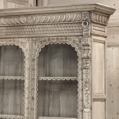 19th Century Belgian Hand-Carved Stripped Oak Bookcase