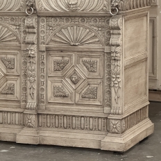 19th Century Belgian Hand-Carved Stripped Oak Bookcase