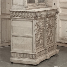 19th Century Belgian Hand-Carved Stripped Oak Bookcase