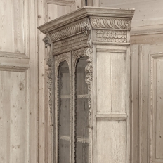 19th Century Belgian Hand-Carved Stripped Oak Bookcase