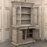 19th Century Belgian Hand-Carved Stripped Oak Bookcase