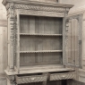 19th Century Belgian Hand-Carved Stripped Oak Bookcase
