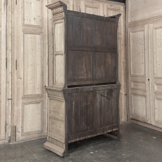 19th Century Belgian Hand-Carved Stripped Oak Bookcase