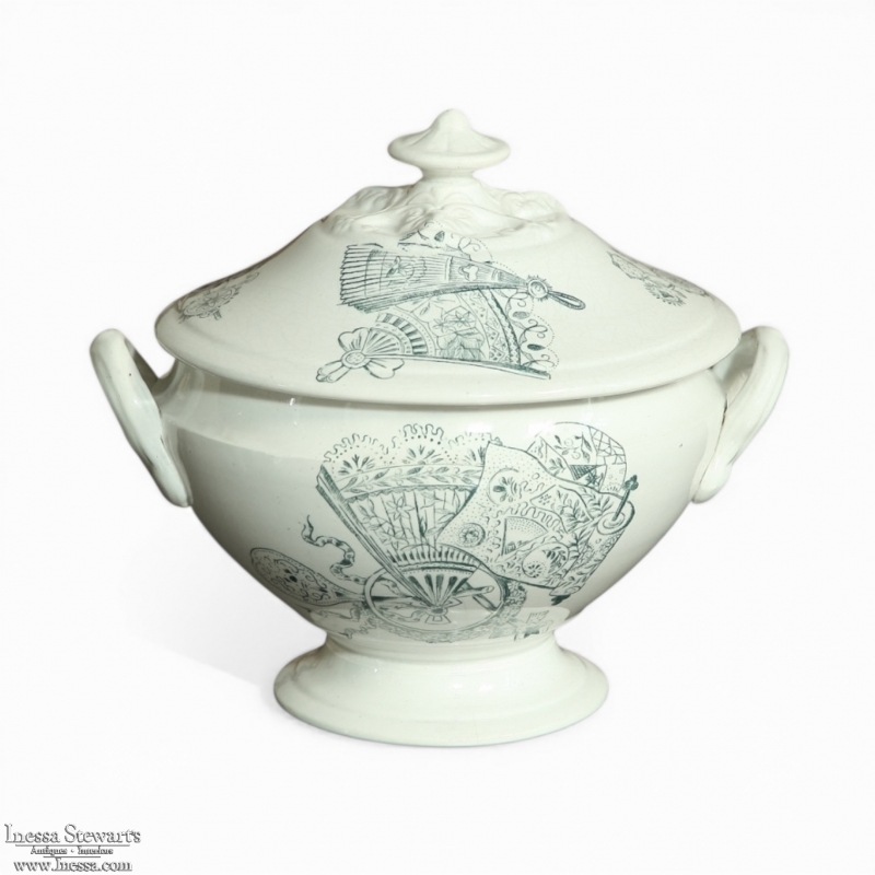 19th Century French Ironstone Transferware Soup Tureen