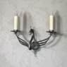 Mid-Century Nickel-Plated Twin-Arm Wall Sconce, Electrified 